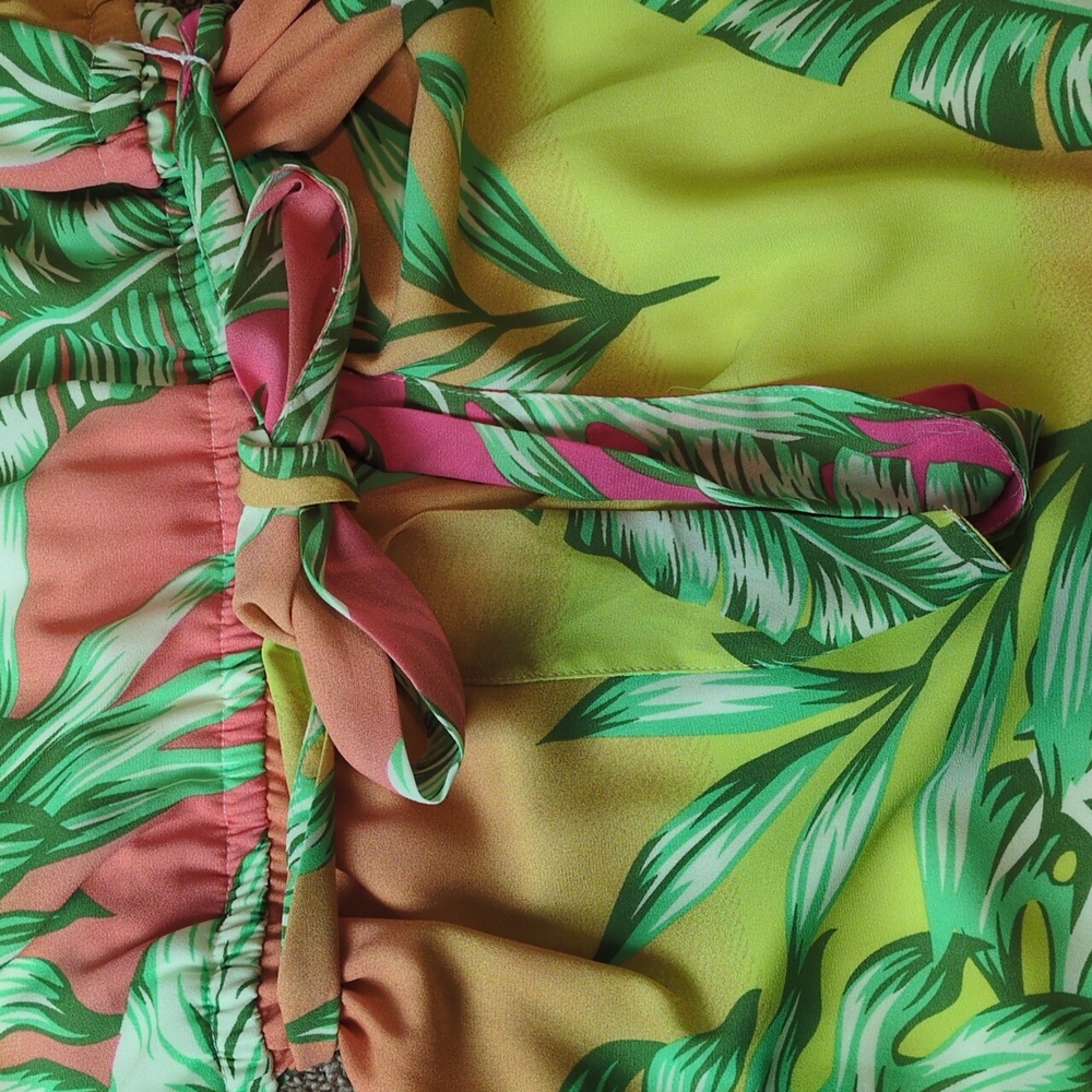 Ashley Stewart Tropical Sunset Hue Palm Print Halter Belted Maxi Dress 14/16 NWT - Picture 12 of 16